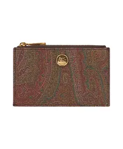 Кошелек-Кардхолдер с жаккардовым узором «пейсли» Etro, коричневый