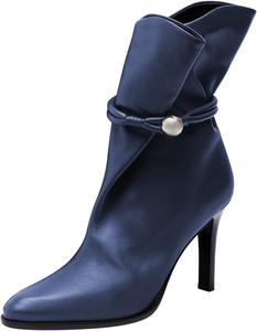 Женские ботильоны FOWT с круглым носком, на высоком каблуке-шпильке, короткие, с жемчужными украшениями, модные для вечеринок и клубов, размеры 4-16 США, Navy