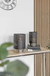 Финковый фонарь "МАРИАН", (1 шт.), подсвечник из железа, с волнистыми вырезами Fink 30 см, черно-серебристый