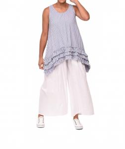 Лилия Топ в белом персиковом цвете в полоску из пике Tulip Clothing