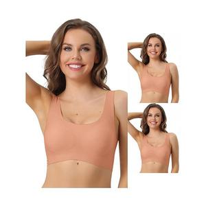 3 упаковки спортивных бюстгальтеров без косточек с легким пуш-апом для йоги, тренировок и сна Allegra K, Pink