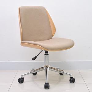 Компьютерное кресло SIHOO, скандинавское из массива дерева, поворотное, с сиденьем из натуральной кожи, без подлокотников, для дома и учебы, регулировка по высоте, цвет Kaki Linen Wood, глянцевые деревянные ножки