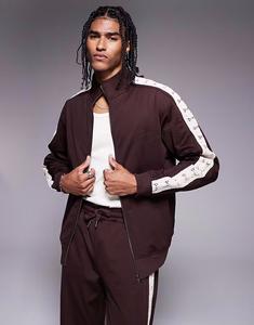 Спортивная куртка, связанная крючком, коричневого цвета River Island