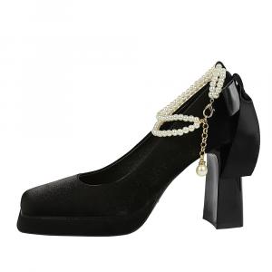 Туфли на высоком каблуке для женщин QITUMAUL, Black[Heel Height 9Cm]