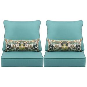 Aoodor 24 x 24 дюйма Набор подушек для уличного стула с глубоким сиденьем (набор из 2 сидений, 2 спинок, 2 подушек), синий