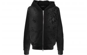 Футболка с капюшоном на молнии и логотипом Ma Logo Shotgun AMIRI, черная