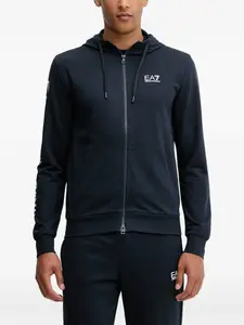 Худи на молнии с принтом логотипа Ea7 Emporio Armani, синий