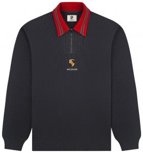 Пуловер Aimé Leon Dore x Porsche с жаккардовым воротником и застежкой-молнией до середины груди, серый