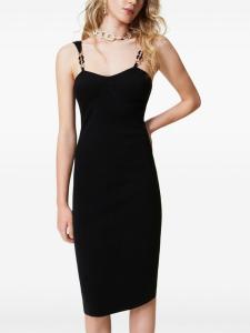 TWINSET платье миди с бретельками из драгоценных камней, черный