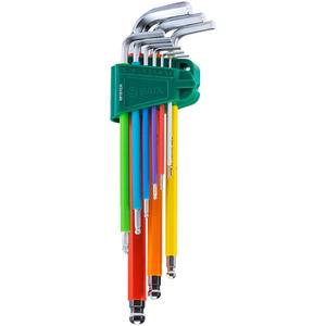 Набор шестигранных ключей с длинной шаровой головкой Shida Rainbow Series, 9 предметов 09101CH SATA