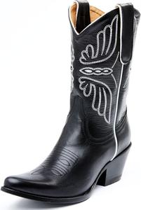 Женские ковбойские сапоги с комфортной посадкой с вышивкой в виде бабочки, заостренным носком и массивным каблуком для потрясающего западного образа IBDPOSH, Black