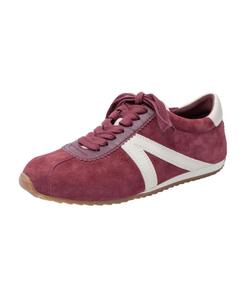 Женские низкие модные кроссовки KOVA на шнуровке Linea Paolo, Dark burgundy/ivory suede/nappa