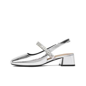 Туфли Мэри Джейн на массивном каблуке 4,5 см, женские JOSINY, Silver