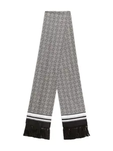 Шарф с геометричным узором и бахромой DOLCE & GABBANA, черный