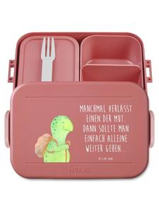 Mr. & Mrs. Panda Ланчбокс с изображением черепахи-туриста и надписью пастельно-красного цвета