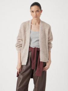 Кардиган с вафельным узором из шерстяной смеси Edge to Edge HUSH, Oatmeal Marl