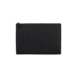 Bottega Veneta Женский клатч из овчины интреччато черный