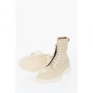 Боевые ботинки из перфорированной кожи с молнией сзади Woolrich, Beige