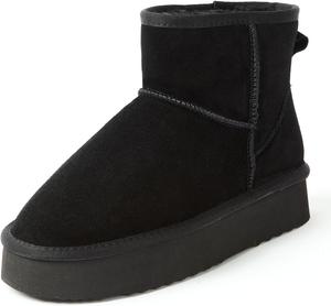 Женские зимние ботинки на платформе AUSLAND, натуральная замша, водонепроницаемые, противоскользящие, с теплой подкладкой, удобные, для улицы, модель 9318, Black Platform Boots