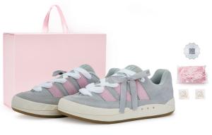 Скейтборд-кеды Adimatic унисекс с низким верхом розового цвета Adidas Originals, серый/розовый