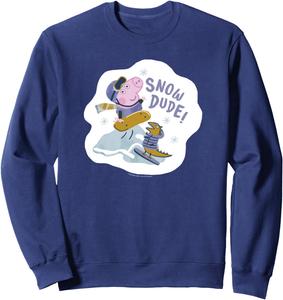 Толстовка с изображением Свинки Пеппы и Сноубордиста! Крутая толстовка для приключений на сноуборде, синяя Peppa Pig