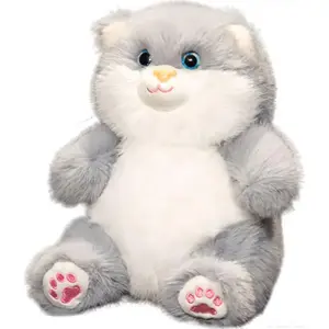 Плюшевая кукла длинношерстный коровий кот высотой 20 см MLING, серо-белый