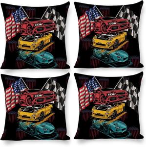 Kazynee Комплект постельного белья с принтом спортивных автомобилей для мальчиков