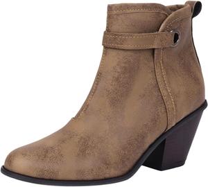 Женские ботильоны с низким каблуком, круглый носок, удобная поддержка свода стопы, сапожки на осень 2023 года, модные стильные ботинки для женщин Generic, Khaki