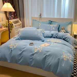 LUOLAI HOME Комплект постельного белья, простыня 220×240 см, 100% хлопок, цвет Ginkgo Tree AA Version