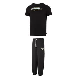 PUMA Повседневный спортивный комплект для мужчин Black Top+Black Bottom