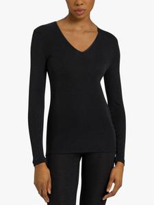 Шерстяная шелковая термофутболка с длинными рукавами Hanro, Black