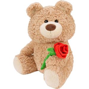 Милый плюшевый мишка с розами для объятий высота 35см X3COMMUNE, светло-коричневый
