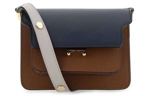 Кожаная сумка через плечо, женская сине-коричневая MARNI