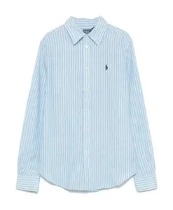 Полосатая льняная рубашка Polo Ralph Lauren, синий