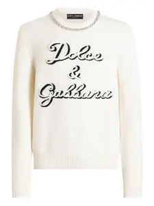 Свитер с декорированным логотипом DOLCE & GABBANA, белый