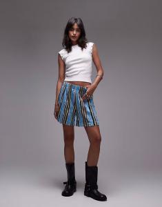 Шорты Topshop с широкими штанинами и полосками, разноцветные