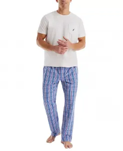 Мужские пижамные брюки из поплина в клетку Nautica, синий