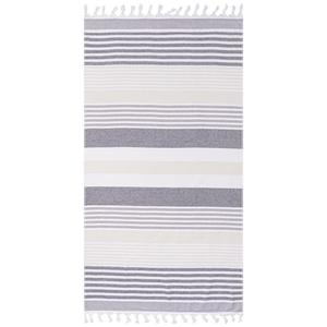 Пляжное полотенце SUPERIOR Meera Stripe Fouta с кисточками, черный
