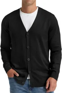Мужской вязаный кардиган из шерсти с V-образным вырезом