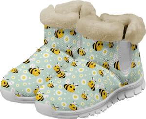 Женские зимние ботинки с полной теплой подкладкой, флисовыми краями, ботильоны до щиколотки, противоскользящие с амортизирующей стелькой, для улицы Glomenade, Bee Flowers