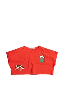 Футболка с принтом "Фермерское приключение" Bobo Choses, красный