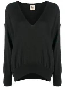 Кашемировый джемпер с V-образным вырезом PAULA, зеленый