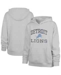 Женская серая толстовка с капюшоном Detroit Lions Clarity Naomi '47 Brand