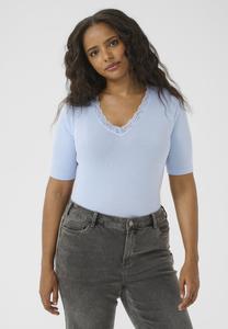 Блуза Kaffe Curve OMIA V-NECK TEE, Windsurfer/Blue