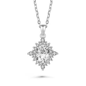 Подвеска в форме бриллианта с родиевым покрытием Gv Cz Ss Genevive, серебряный