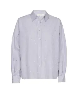 Блузка из полосатого хлопка с пайетками Marie Mãro, синий