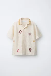 Вышитая вязаная крючком рубашка Zara, экрю