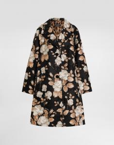 Винтажное однобортное пальто с принтом роз Dolce & Gabbana, принт