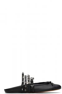 Черные балетки-мюли с шипами ABRA