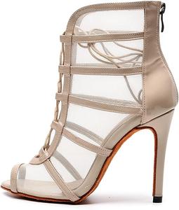 Женские Бальные Танцевальные Туфли DKZSYIM на Высоком Каблуке с Ботильонами для Танцев, Модель QJW1023, Nude-4" Heels-Rubber Sole-1023